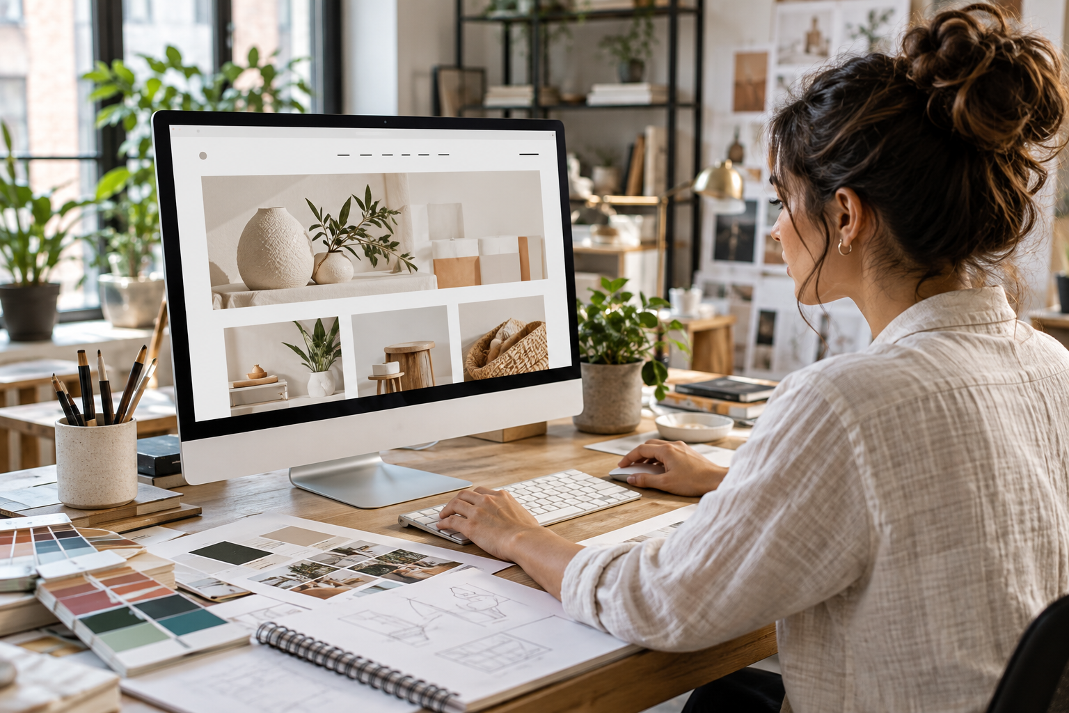 Designer working on a modern business website